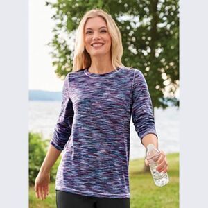 Blair Women's Plus Size Space Dye Pull Over Sweater Top Size 2XL Purple White